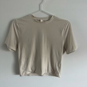 lululemon Wundermost Ultra-Soft Nulu Crewneck Cropped T-Shirt in Bone